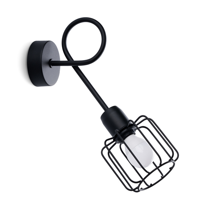 Vägglampa BELUCI 1S svart + 1x LED-lampa E14 3000K varm 7,5W 620lm