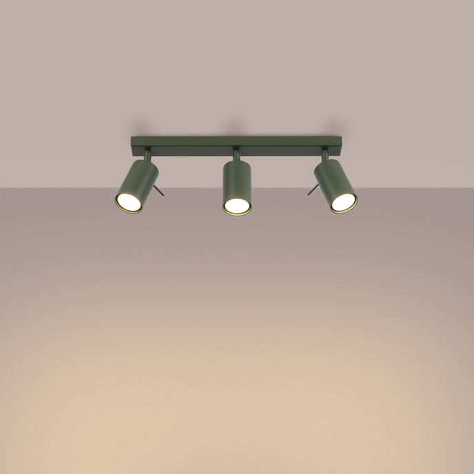 Plafond RING 3L olivgrön + 3x LED-lampa GU-10 3000K varm 7W 510lm