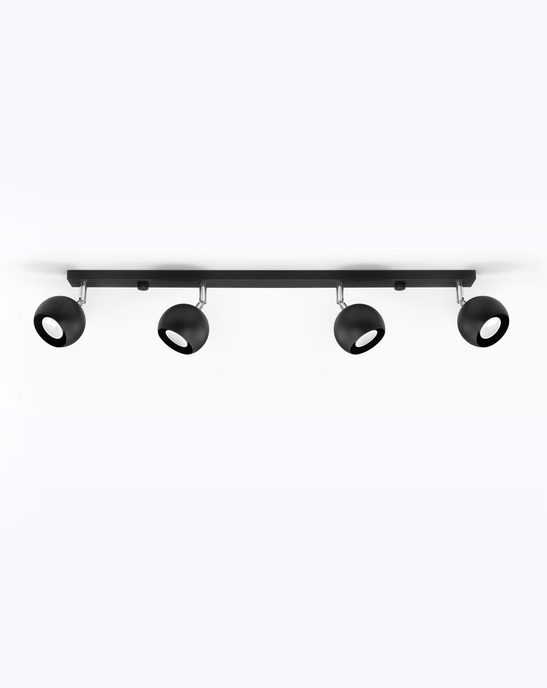 Plafond OCULARE 4L svart + 4x LED-lampa GU-10 4000K kall 7W 630lm