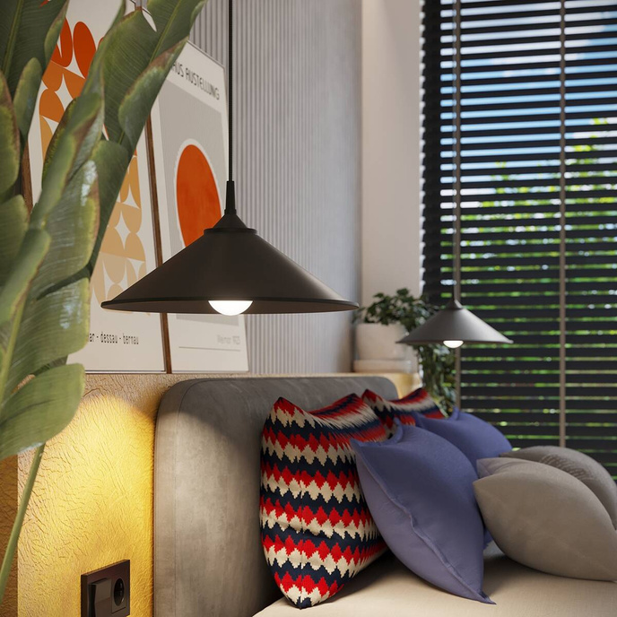 ZUMA taklampa svart + 1x LED-lampa E27 3000K varm 7,5W 620lm