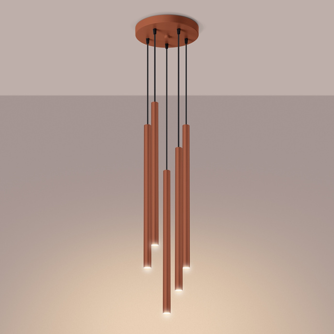 Taklampa PASTELO 5P ockraröd + 5x LED-lampa G9 3000K varm 4,5W 450lm