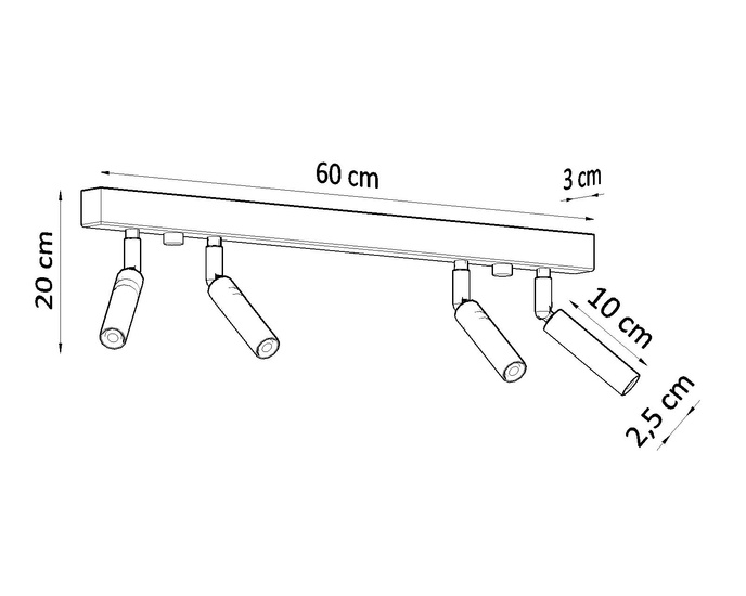 Plafond EYETECH 4 vit + 4x LED-lampa G9 3000K varm 4,5W 510lm
