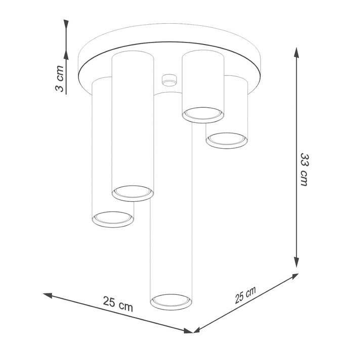 Plafond LAGOS 5P vit + 5x LED-lampa GU-10 4000K kall 7W 530lm