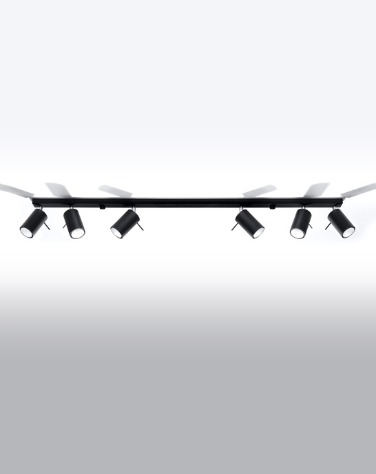 Plafond RING 6L svart + 6x LED-lampa GU-10 3000K varm 7W 620lm