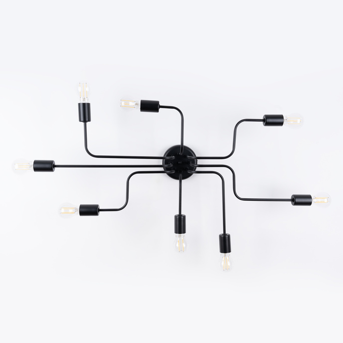 Ljuskrona VECTOR 8 svart + 8X LED-lampa E27 3000K 7W 760lm