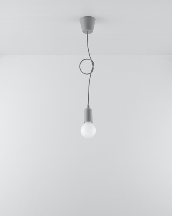 DIEGO 1 grå taklampa + 1x LED-glödlampa E27 3000K varm 7,5W 620lm