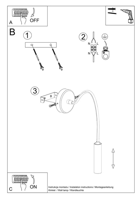 Vägglampa AXIL svart + 1x LED-lampa G9 3000K varm 4,5W 510lm