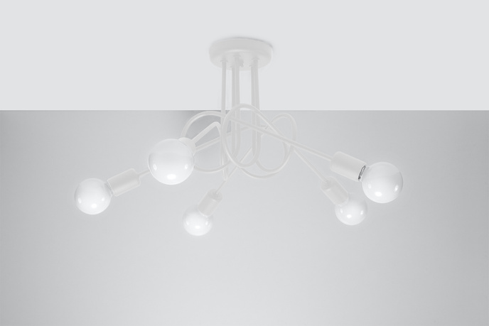 Ljuskrona SUPEŁ 5 vit + 5x LED-lampa E27 4000K kall 7,5W 650lm