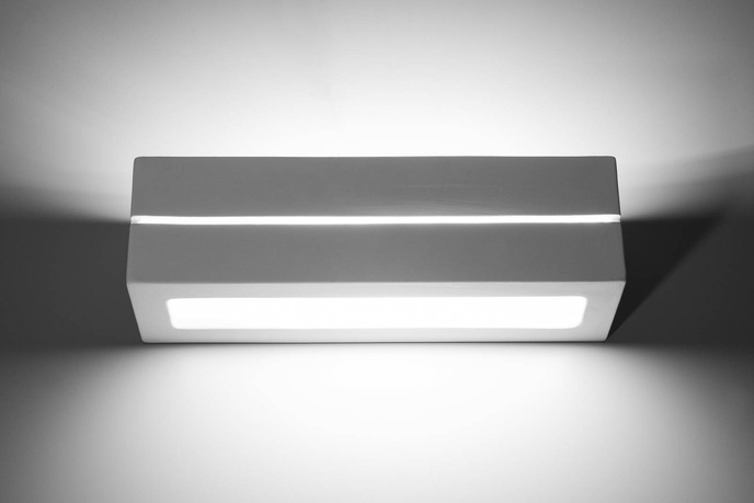 Keramisk vägglampa VEGA LINE vit + 1x LED-lampa E27 3000K varm 7,5W 620lm