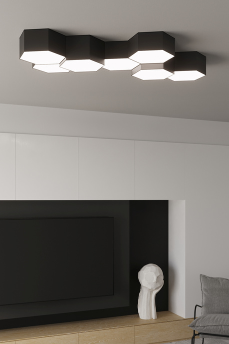 Plafond SUNDE 13 svart + 2x LED-lampa E27 4000K Kall 7,5W 650lm