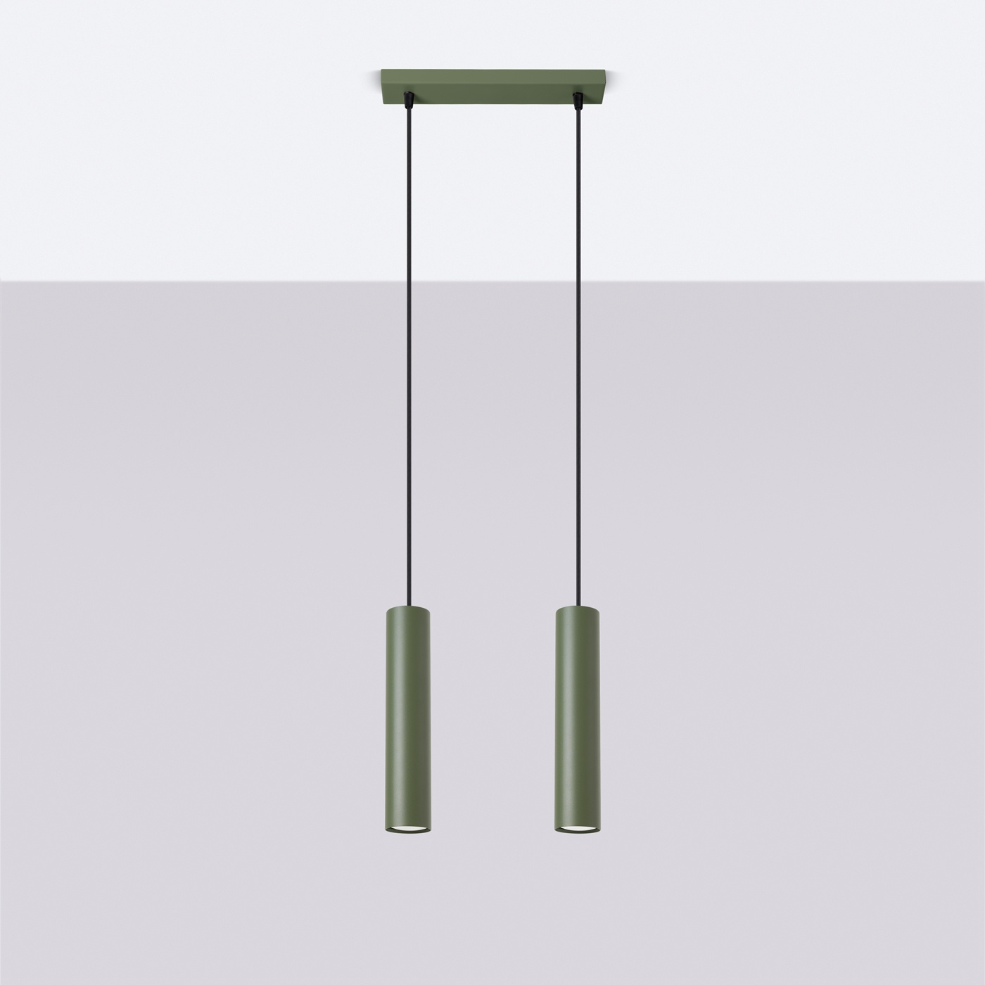 LAGOS 2 taklampa olivgrön + 2x GU-10 LED-lampa 4000K Kall 7W 530lm