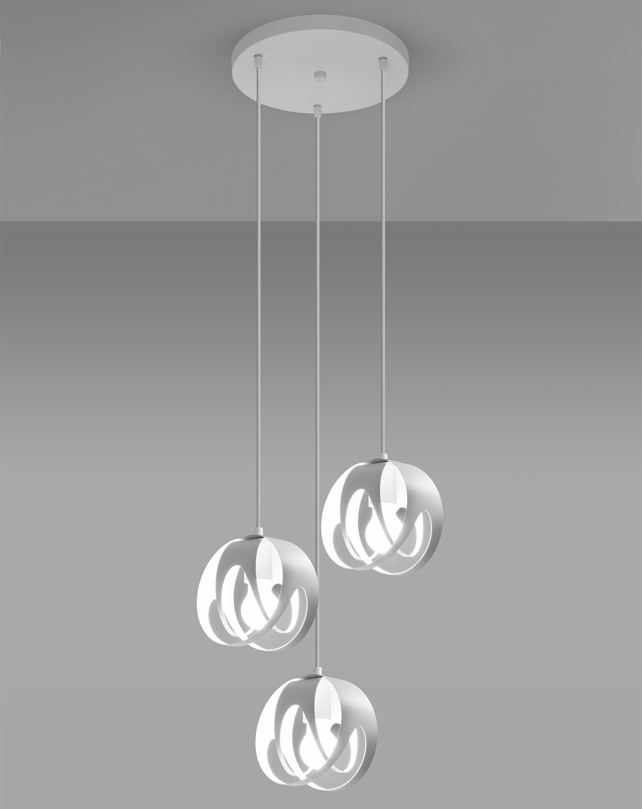 TULOS 3P taklampa vit + 3x LED-lampa E27 3000K varm 7,5W 620lm