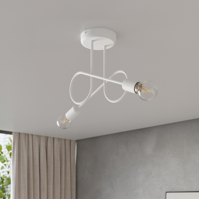 Ljuskrona LOOP 2 vit + 2x LED-lampa E27 4000K Kall 7,5W 690lm