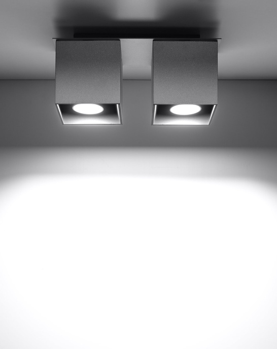 Plafond QUAD 2 grå + 2x LED-lampa GU-10 3000K varm 7W 620lm
