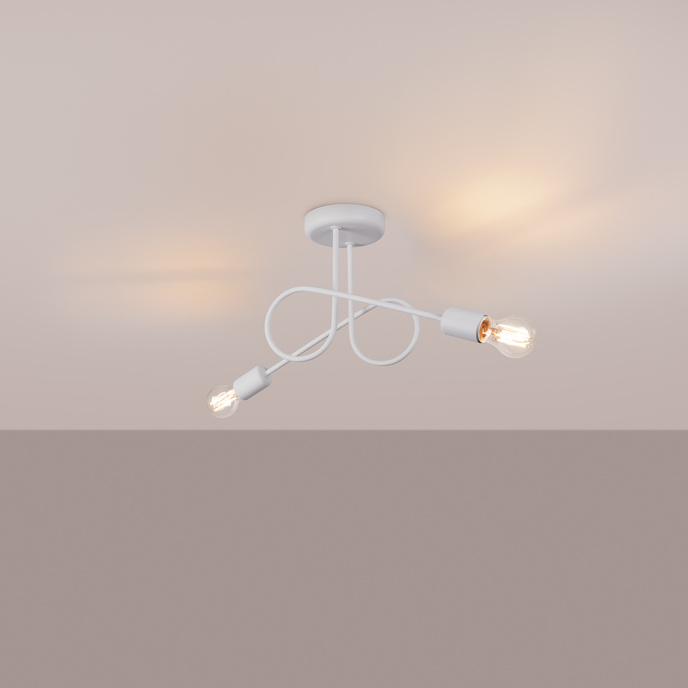 Ljuskrona LOOP 2 vit + 2x LED-lampa E27 3000K 7W 760lm
