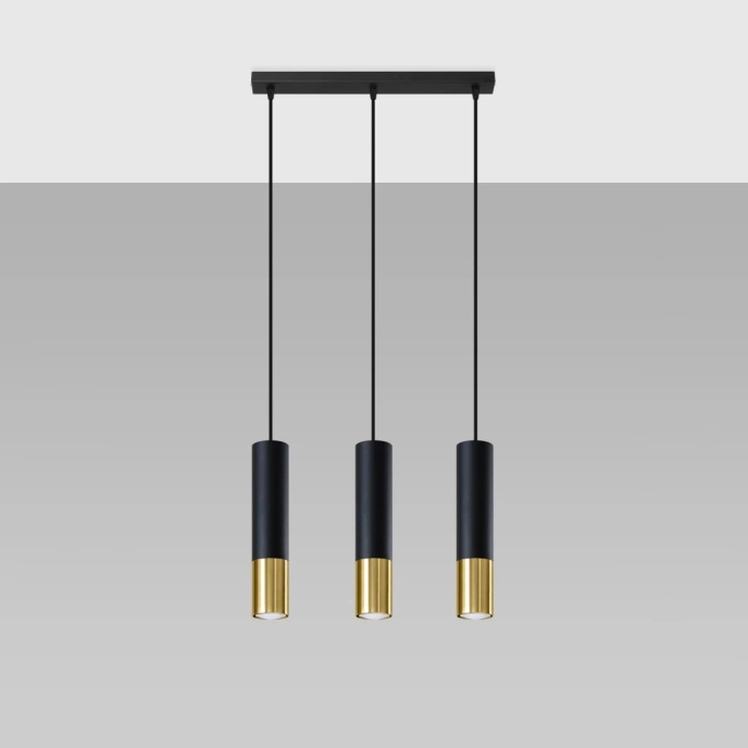 Pendel lampa LOOPEZ 3L svart/guld