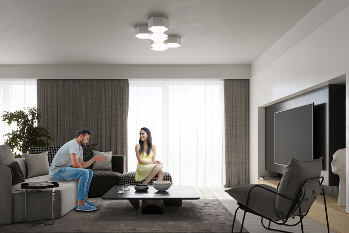 Plafond SUNDE 11 vit + 2x LED-lampa E27 4000K Kall 7,5W 650lm