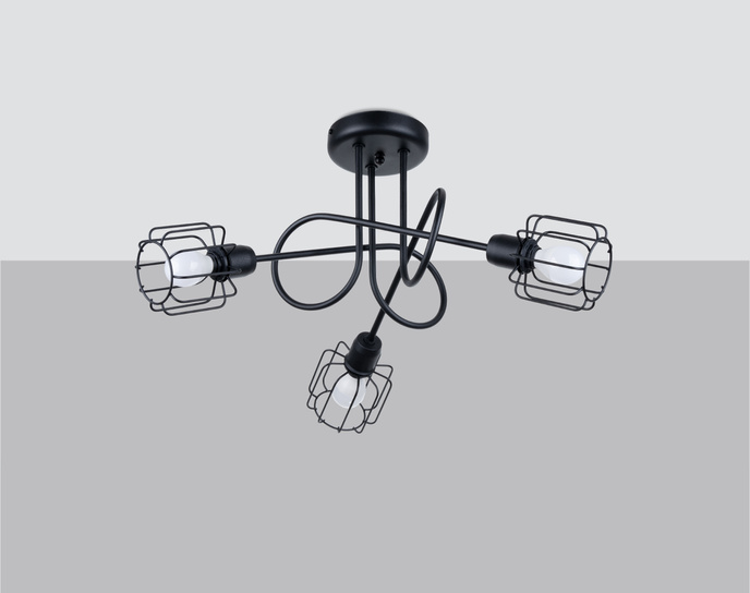 Ljuskrona BELUCI 3S svart + 3x LED-lampa E14 4000K Kall 7,5W 680lm