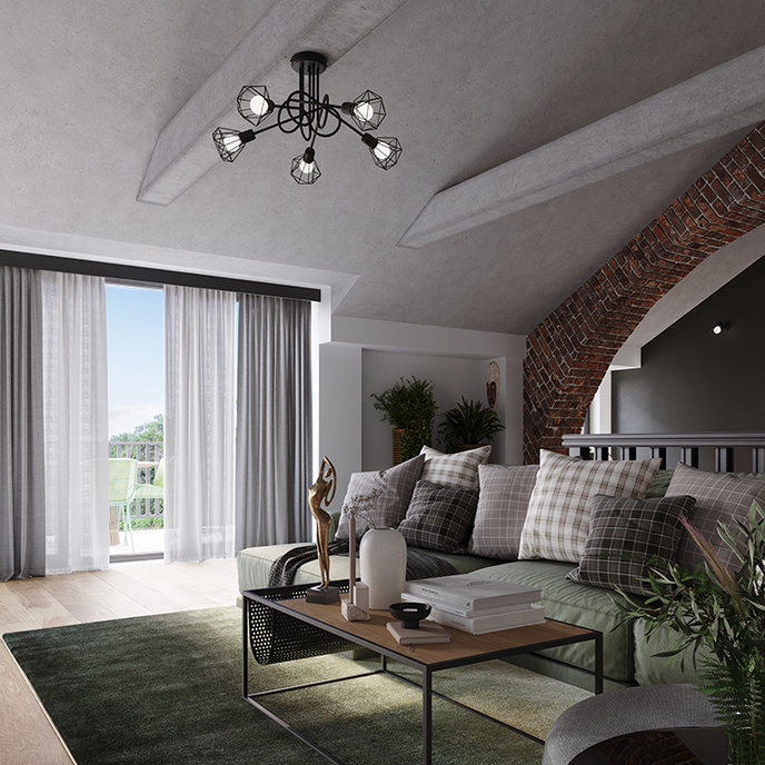 Plafond ARTEMIS 2 svart + 2x LED-lampa E14 3000K varm 7,5W 620lm