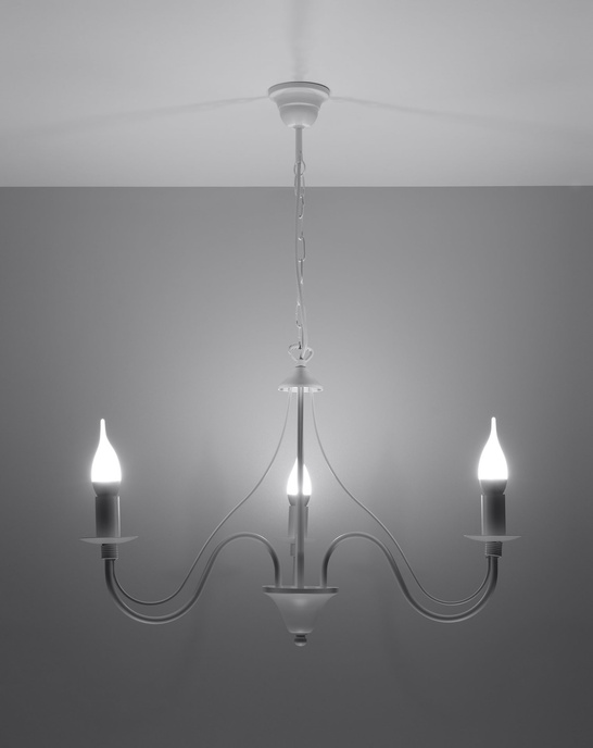 Ljuskrona MINERWA 3 vit + 3x LED-lampa E14 4000K Kall 7,5W 650lm