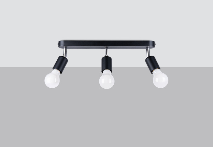 Plafond FORNES 3 svart + 3x LED-lampa E27 4000K Kall 7,5W 690lm