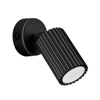 Vägglampa KARBON svart med strömbrytare + 1x LED-lampa GU-10 4000K Cold 7W 530lm