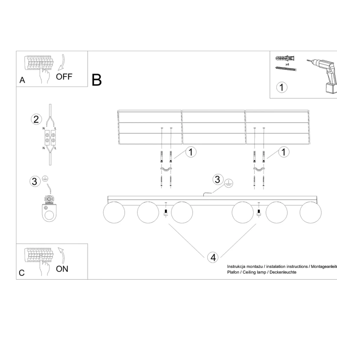 Plafond YOLI 6 svart