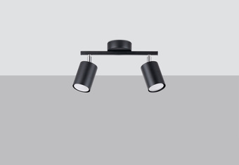 Plafond LEMMI 2 svart + 2x LED-lampa GU-10 3000K varm 7W 510lm