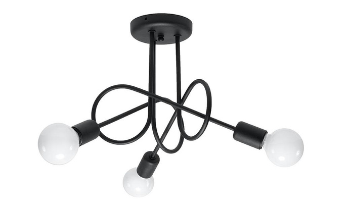 Ljuskrona SUPEŁ 3 svart + 3x LED-lampa E27 3000K varm 7,5W 620lm