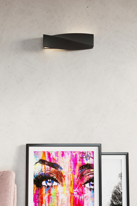 Keramisk vägglampa SIGMA svart + 1x LED-lampa E27 3000K varm 7,5W 620lm