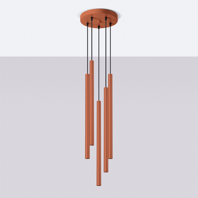 Taklampa PASTELO 5P ockraröd + 5x LED-lampa G9 3000K varm 4,5W 450lm