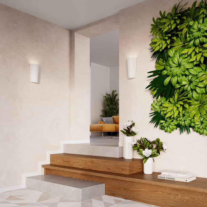 Keramisk vägglampa LANA vit + 1x LED-lampa E27 4000K Kall 7,5W 650lm