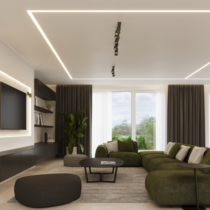 Plafond RING 3L olivgrön + 3x LED-lampa GU-10 3000K varm 7W 510lm