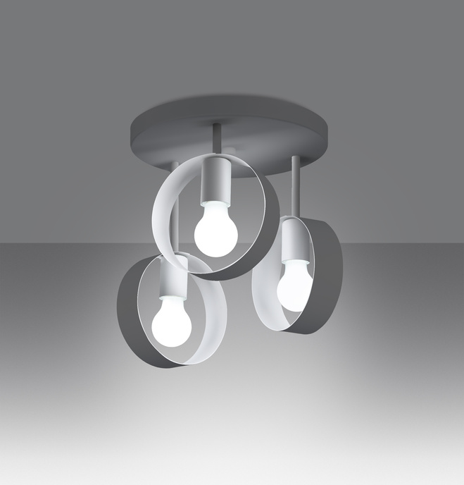 Plafond TITRAN 3 vit + 3x LED-lampa E27 4000K Kall 7,5W 690lm