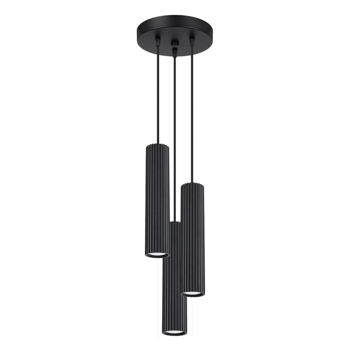KARBON taklampa 3P svart + 3x LED-lampa GU-10 4000K kall 7W 530lm