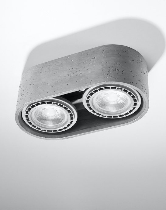 Plafond BASIC 2 betong + 2x LED-lampa GU10 AR111 4000K COLD 12W 850lm