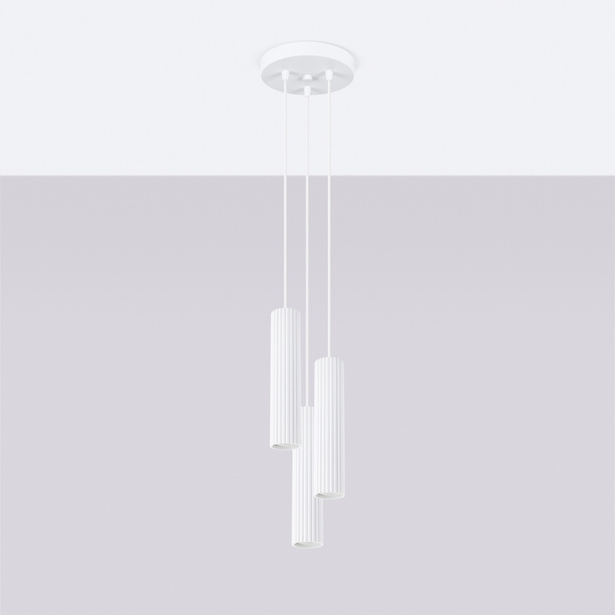 KARBON taklampa 3P vit + 3x LED-glödlampa GU-10 4000K kall 7W 530lm