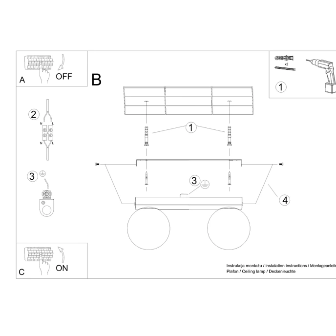 Taklampa YOLI 2 svart