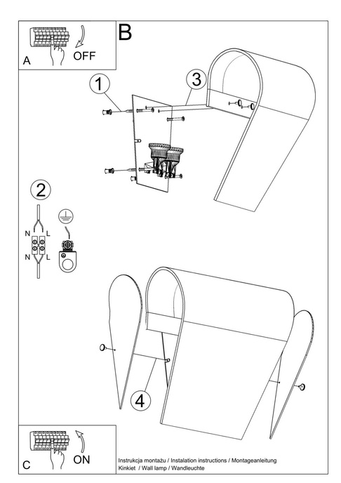 Vägglampa CLINO 2 + 2x LED-lampa E27 4000K Cold 7,5W 650lm