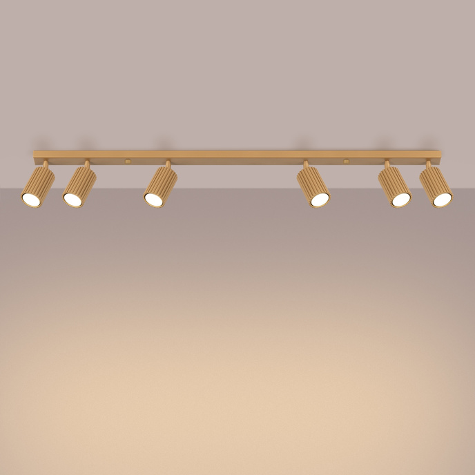 Plafond KARBON 6L guld + 6x LED-lampa GU-10 4000K kall 7W 530lm