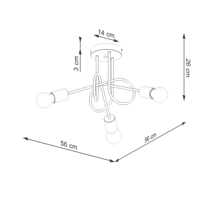 Ljuskrona EMBER 3 svart