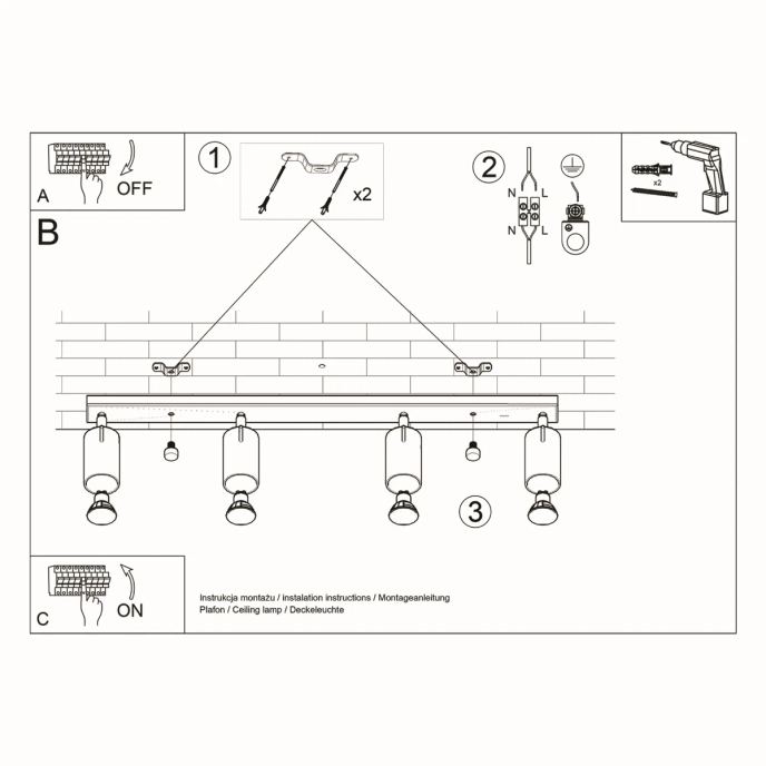 Taklampa RING 4L vit