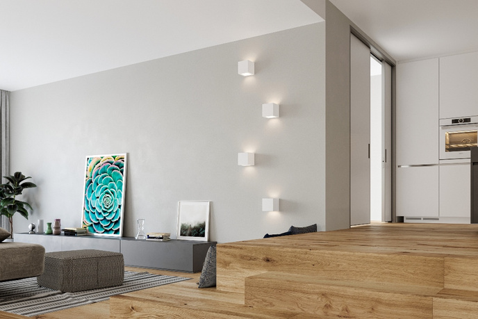 Keramisk vägglampa LEO vit + 1x LED-lampa E27 3000K varm 7,5W 620lm