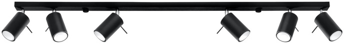Plafond RING 6L svart + 6x LED-lampa GU-10 4000K Kall 7W 630lm