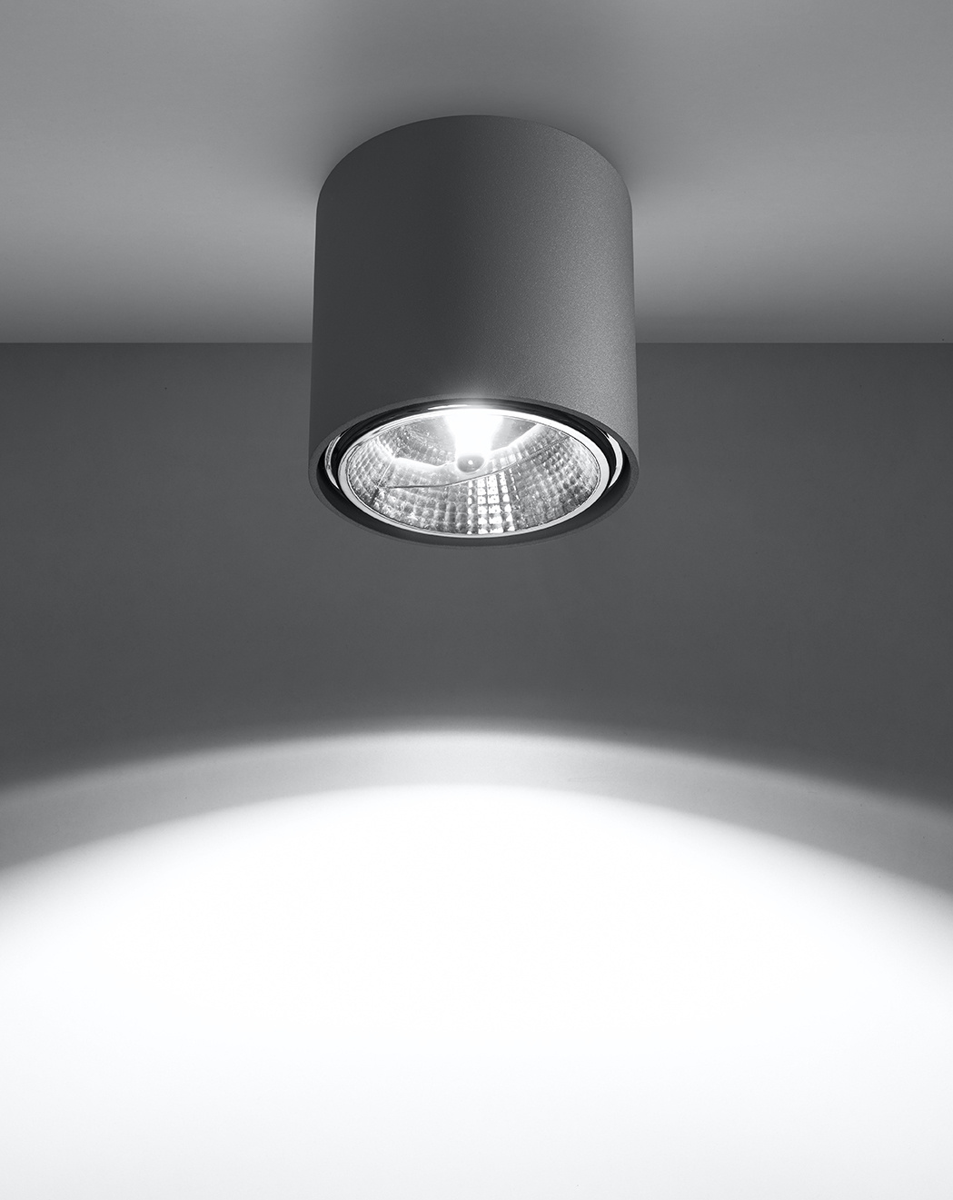 Plafond TIUBE grå + 1x LED-lampa GU10 AR111 3000K varm 12W 800lm