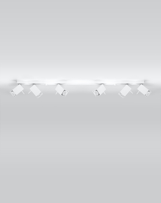 Plafond MERIDA 6L vit + 6x LED-lampa GU-10 3000K varm 7W 620lm