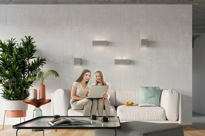 Keramisk vägglampa LEO grå + 1x LED-lampa E27 4000K Cold 7,5W 650lm