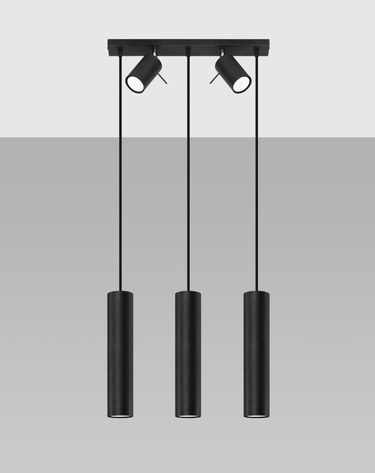 RING 3 svart taklampa + 5x GU-10 3000K varm 7W 620lm LED-lampa