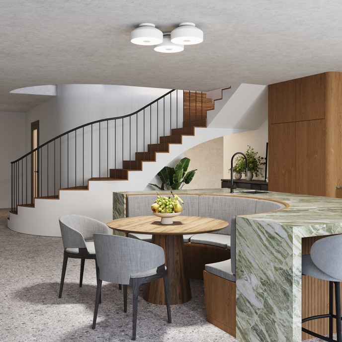 Plafond OMIQ vit + 4X LED-lampa E27 4000K kall 7,5W 690lm