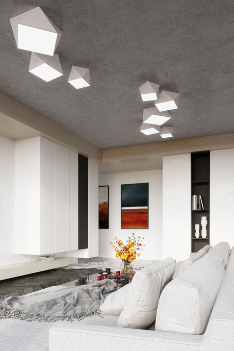 Plafond HEXA 45 WHITE + 3x LED-lampa E27 3000K varm 7,5W 620lm